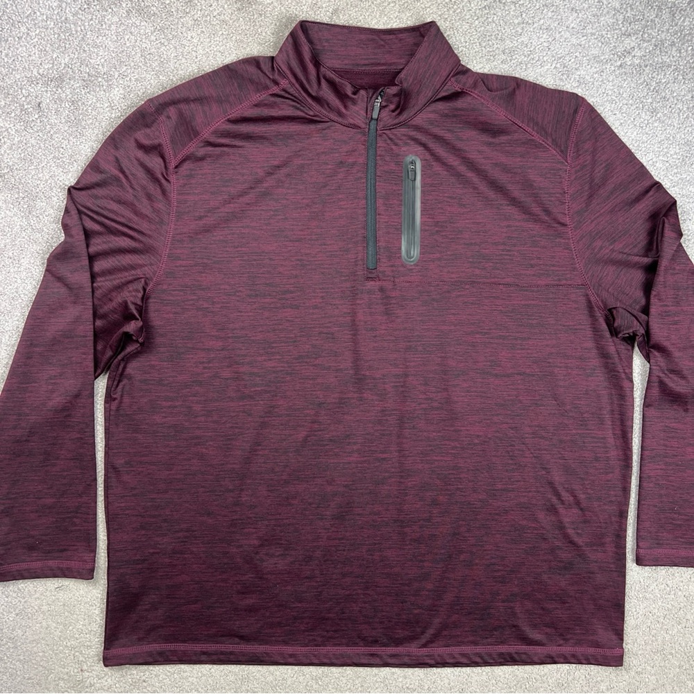 Men’s XXL PGA Tour Burgundy Pullover 1/4 Zip Golf Activewear Sports Outdoor EUC